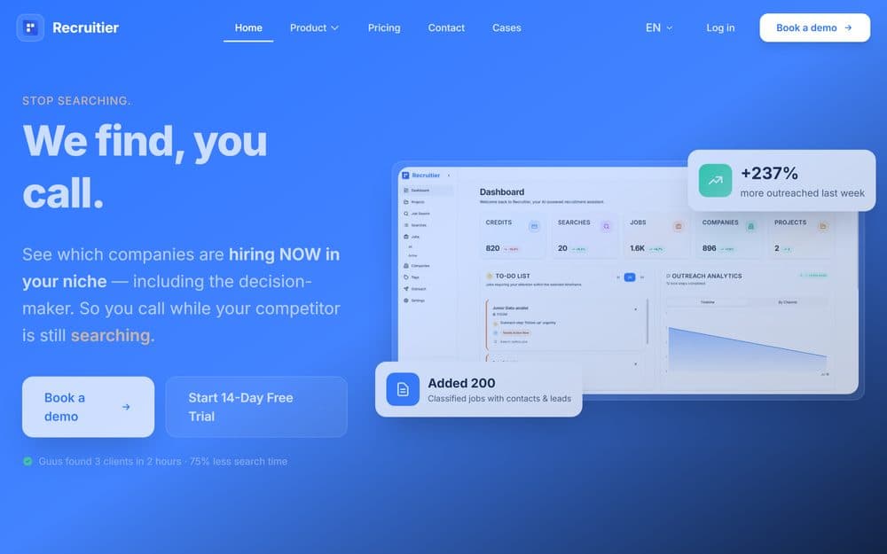 Voorbeeld van het Recruitier-platform