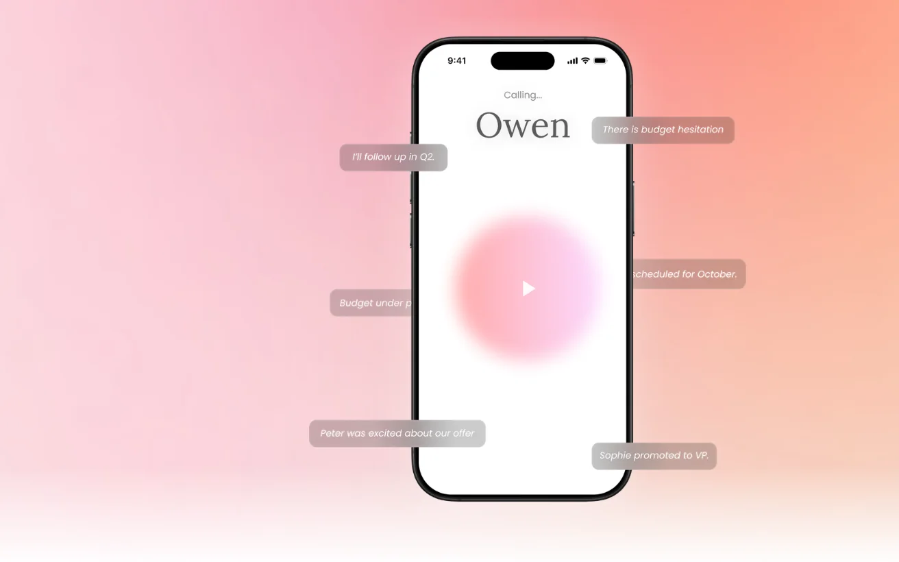 Owen in use: the start page with the product in view